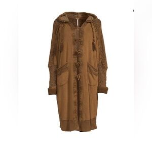 Free People Silverdale Knit Hooded Duffle Coat Size M